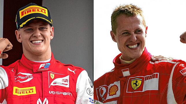 Mick Schumacher (linkes Bild) folgte seinem Vater Michael (rechts) in die Formel 1.