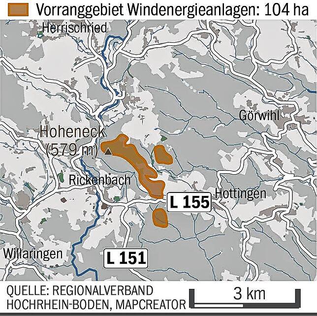 Bild 3: Der Gemeinderat will keine Windräder an der Hotzenwaldkante