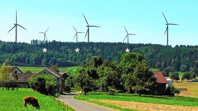 Diese Simulation hat die Bürgerinitiative Lebenswerte Heimat erstellt, um die Dimension der Windräder bei Hilpensberg zu demonstrieren.