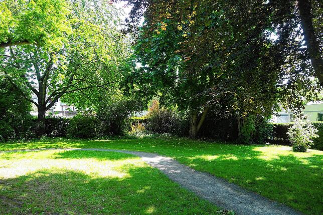 Die Initiatoren haben sich für den hinteren Bereich des Parks als Standort für die Leseecke entschieden. Hier im Schatten ist es meist ...