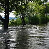 Die Uferpromenade Überlingen während des Hochwassers 2016, vermutlich genau zum Scheitelpunkt des Hochwassers, bei einem Wasserstand des ...