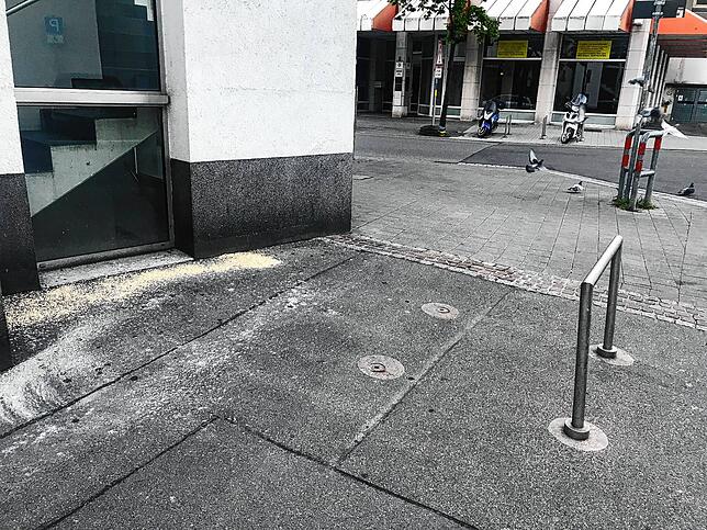 Eimerweise Haferflocken haben Unbekannte in den Eingangsbereich der Arbeitsagentur geschüttet. Durch das gute Futterangebot vermehren ...
