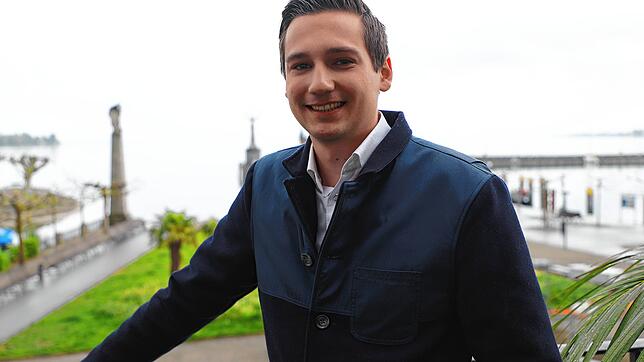 Levin Eisenmann (23) auf der Terrasse des Konstanzer Konzils. Der Jura-Student will 2021 für die CDU als Landtagskandidat antreten.