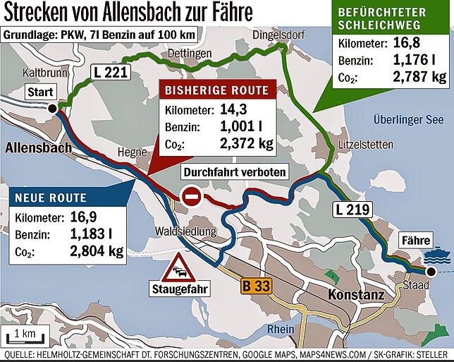 Bild 1: Nach Tunnel-Eröffnung: Straßensperrung von Allensbach nach Wollmatingen