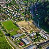 Der Bau des Hochwasserrückhaltebeckens (HRB) Fuchsweg in Ludwigshafen läuft. Bald beginnen auch Arbeiten in der Talstraße (Bildrand oben ...
