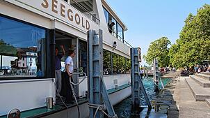 Die „Seegold“ legt am Überlinger Landungsplatz an. Das wird sie am 5. Oktober 2025 zum vorerst letzten Mal tun, bis im April 2026 der ...