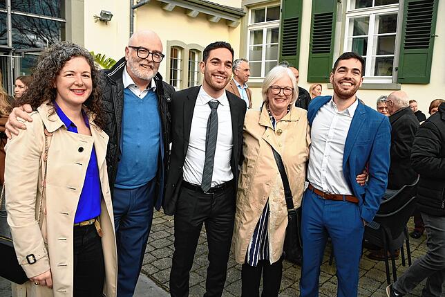 Am Wahlabend im April 2023 von links: Maren Stolz, Rainer Stolz, Christoph Stolz, Gudrun Stolz und Philipp Stolz.