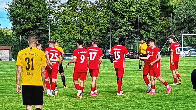 Linzgauer Jubel im Schwarzwald. Die Spieler des SC Pfullendorf nach dem Treffer zum 1:2.