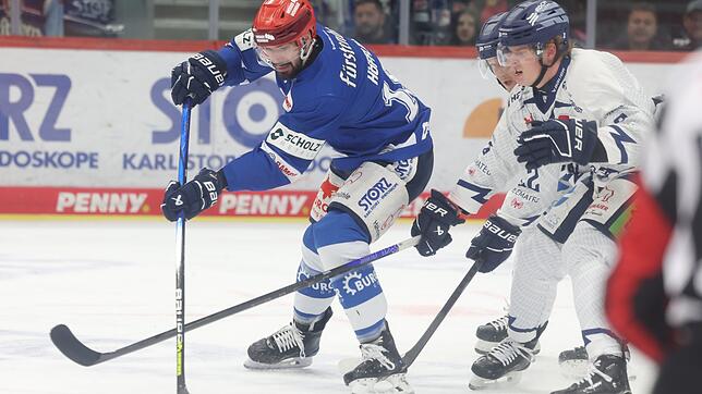 Wild Wings-Angreifer Mirko Höfflin (links) hat trotz harter Arbeit derzeit auch viel Spaß. Dies soll auch nach der Partie in Düsseldorf ...