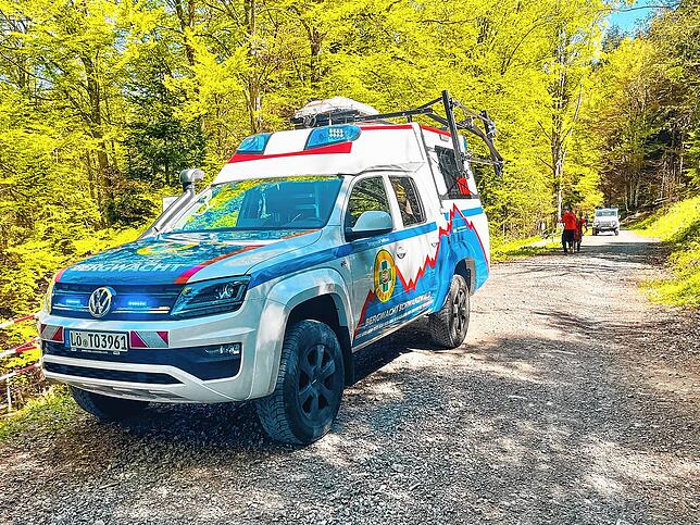 Die Bergwacht Todtnau bei einem Einsatz am Samstag, 11. Mai.