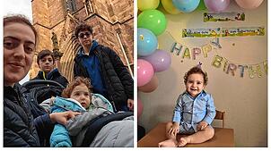 Mariami Tcholadze (32) und ihre drei Kinder Giorgi (12), Noe (9) und Luka vor dem Freiburger Münster. Der in Singen geborene Luka ...