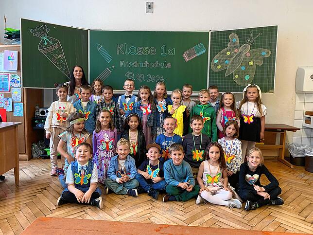 Die Klasse 1a der Friedrichschule Furtwangen mit Klassenlehrerin Ines Buchholz.
