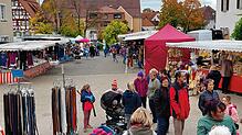 Beim traditionellen Martinimarkt herrschte im Stettener Schlosshof nicht gerade dichtes Gedränge. Bild: Gerd Feuerstein