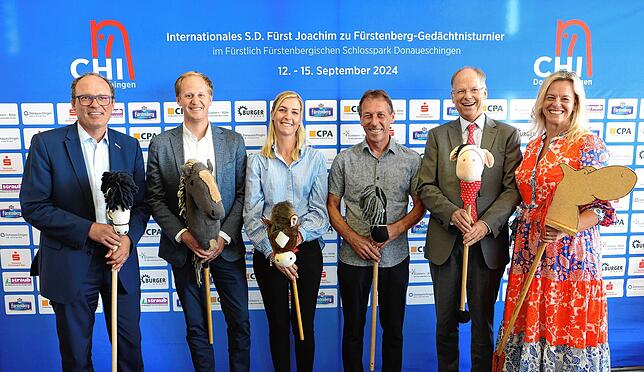 Vorfreude auf das große Turnier im September: Severin Graf (Bürgermeister Donaueschingen), Matthias Alexander Rath ...