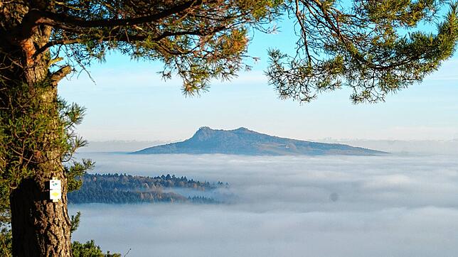 Blick vom Tengener Wannenberg aus auf den Hohenstoffel. In diesen Tagen sind die Hegau-Berge häufig von Nebel ganz oder zum Teil ...