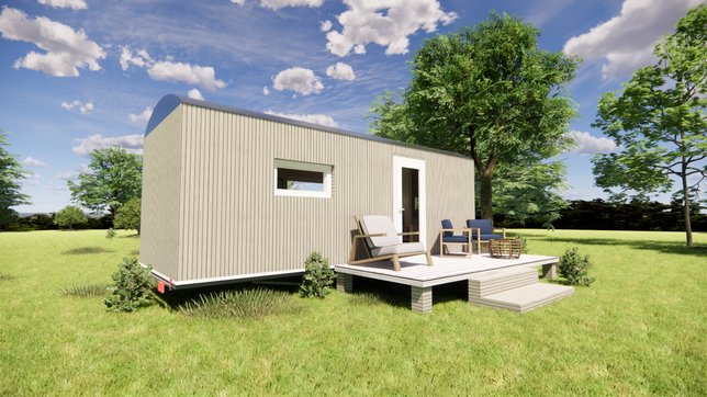 Mitten im Grünen: Ein Tiny House ermöglicht ein Leben in der Natur aber passt auch in dichtbesiedelten Städten in kleine ungenutzte ...