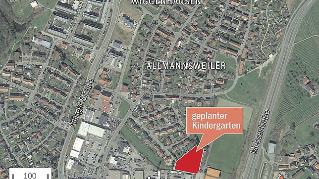 Auf einem Teil des jetzigen Geländes des SC Friedrichshafen soll der Kindergarten entstehen.