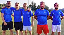 Neue Gesichter: Valmir Rama (Zweiter von links) wird neuer Spielertrainer bei der Spvgg. Wehr und freut sich über die Neuzugänge Flamur ...