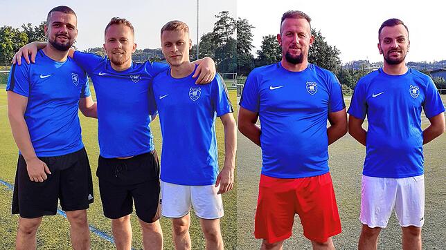 Neue Gesichter: Valmir Rama (Zweiter von links) wird neuer Spielertrainer bei der Spvgg. Wehr und freut sich über die Neuzugänge Flamur ...