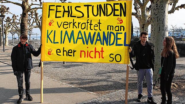 Teilnehmer einer Demonstration der Bewegung &bdquo;Fridays for Future&ldquo; im Konstanzer Stadtgarten. Konstanzer Gemeinderäten gehen ...