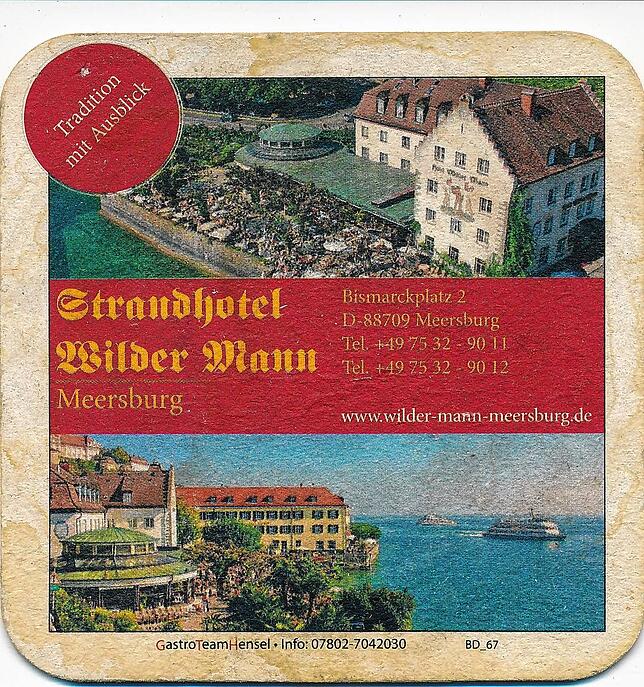 Mit dem Begriff „Tradition mit Ausblick“ präsentierte sich der Wilde Mann um 1990 auf seinen Bierdeckeln.