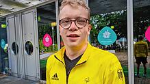 Mit dem Adler auf der Schulter: Johannes Hämmerle, Mitglied des Unified-Handball-Teams, das an den Special Olympics in Berlin teilnahm.