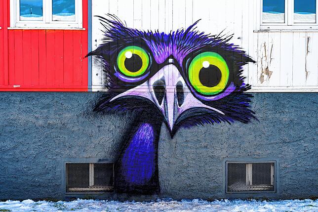 Graffiti an einer Wand der alten SABA-Gebäude.