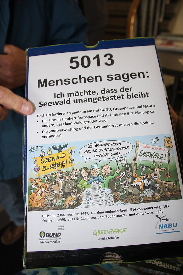 In dieser Box, gestaltet übrigens mit der Karikatur des SÜDKURIER-Karikaturisten Stefan Roth, wurden die Unterschriften an den OB übergeben.