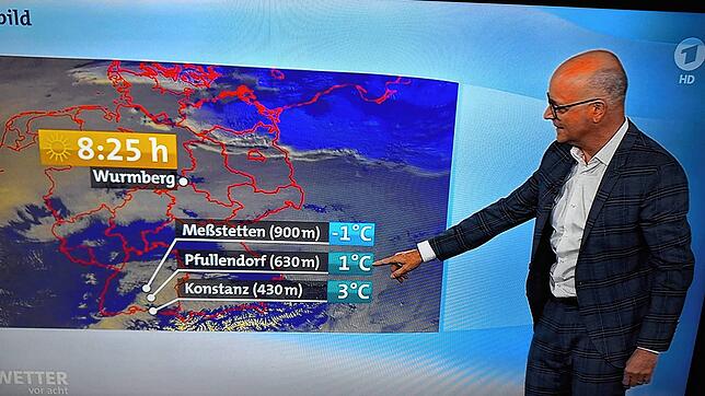 Der Meteorologe Karsten Schwanke hält Wort. Er blendet am Donnerstagabend in seiner Sendung das Wetter von Pfullendorf ein.