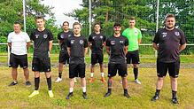 Die Neuzugänge des FV Marbach (von links): Michael Fischer (Spielausschuss), Simon Schugart, Patrick Epple, Philipp Daneliuc, Sebastian ...