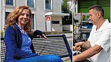 Helene Sommer von der IG Metall genießt ein paar Sonnenstrahlen vor dem Gewerkschaftsgebäude. Bei der ZF läuft die Produktion auf ...