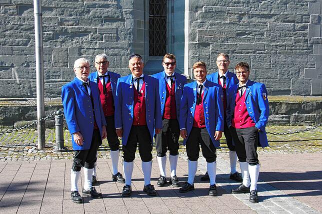 Traditionell eröffnen Bläser der Stadtkapelle Radolfzell den Hausherren-Sonntag (von links): Wolfgang Riester, Klaus Bosch, Dietmar ...
