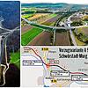 A98-Teilstück bei Rheinfelden (links), die Ortsumfahrung Oberlauchringen (rechts oben) und der Plan für den A98-Abschnitt 6.