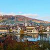 &bdquo;Vor der Brugg&ldquo; heißt der älteste Teil von Stein am Rhein &ndash; hier ein Blick vom Römerkastell auf die Altstadt. Die ...