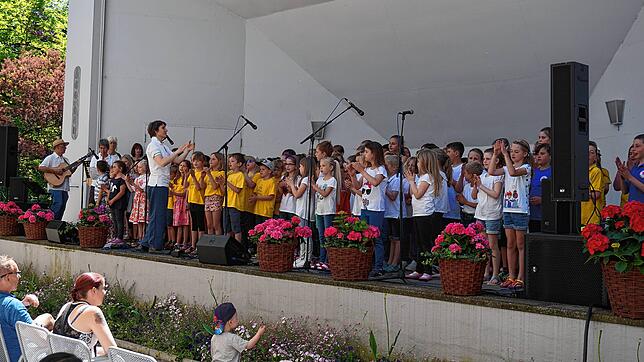 Singen macht Spaß: Doch Chore wie hier der Projektchor 2019 der Grundschulen Wallbach, Obersäckingen, Anton-Leo-Schule und der Talschule ...