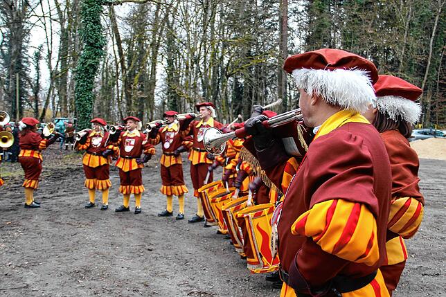 Bild 12: Die spektakulären Narrenbaum-Momente aus dem Altbohlwald: Holzhauer der Narrizella Ratoldi schlagen zu