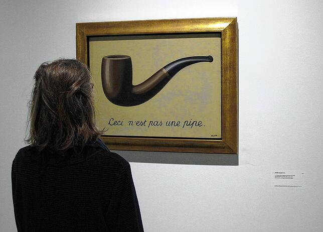 René Magrittes Werk mit dem Titel „Verrat der Bilder“ in einer Brüsseler Ausstellung 2017: Sehen wir hier wirklich keine Pfeife?