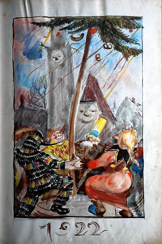Schon gleich im Narrenbuch von 1922 besann sich Victor Mezger auf das, was die Überlinger Fastnacht ausmacht. Hier eine Szene unter ...