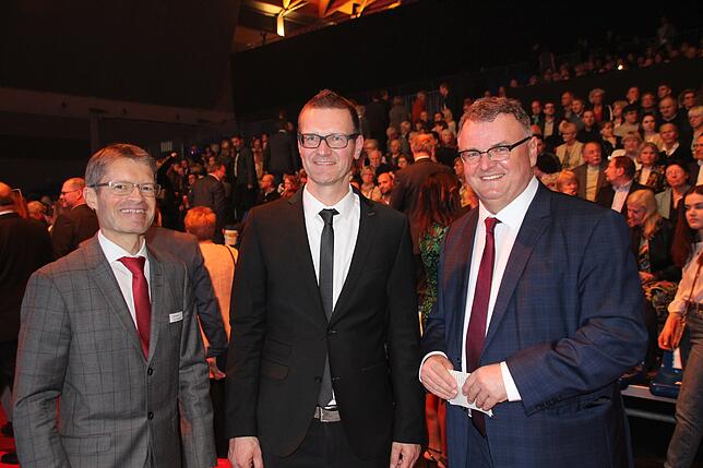 Messechef Klaus Wellmann mit Projektleiter Rolf Hofer und Oberbürgermeister Andreas Brand.