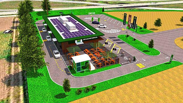 So soll der dritte McDonalds für den Kreis Waldshut aussehen. Geplant sind 30 Parkplätze und eine großzüge Fahrspur beim Drive. Mc ...