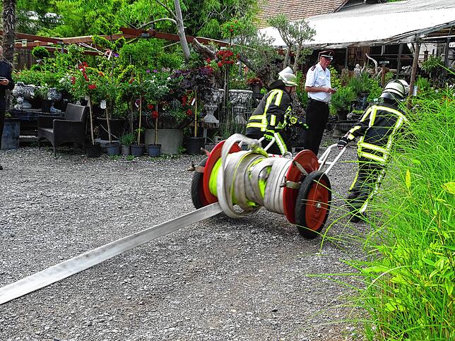 Bild 6: Heiligenberger Feuerwehr übt bei der Hofstetter Mühle