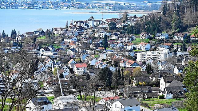 Der Blick von der Bergstraße aus auf Ludwigshafen. Im Hintergrund ist Bodman.