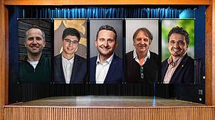 Die Kandidaten beim SÜDKURIER-Podium (von links nach rechts): Leon Hahn (SPD), Akif Akyildiz (FDP), Volker Mayer-Lay (CDU), Andreas ...