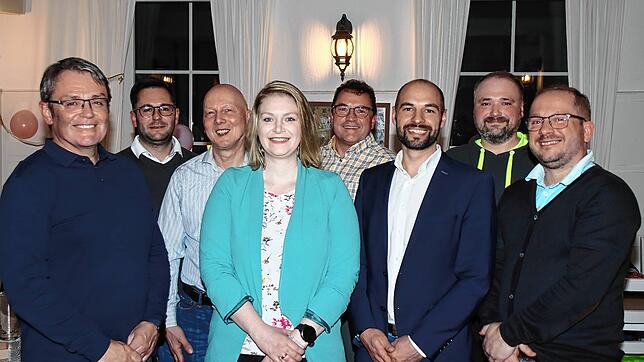 Die Bewerber der CDU: Andreas Staiger (von links), Lukas Weschle, Thorsten Wenner, Lisa Koch, Ralf Kremann, Matthias Specker, Lukas ...