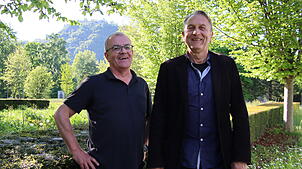 Roland Frank und Dieter Bös veranstalten seit der Jahrtausendwende die Konzerte des Hohentwielfestivals – Roland Frank seitens der ...