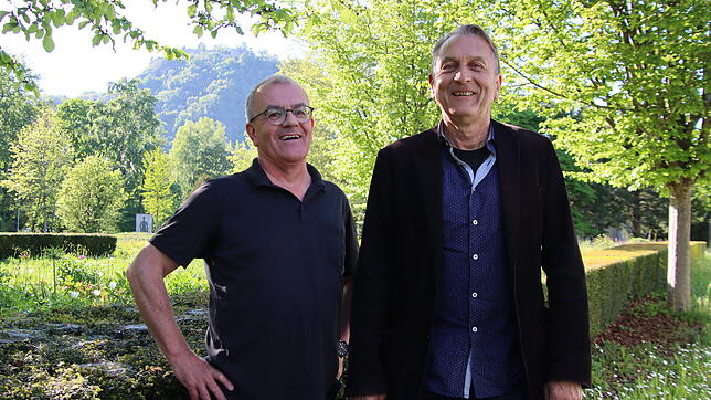 Roland Frank und Dieter Bös veranstalten seit der Jahrtausendwende die Konzerte des Hohentwielfestivals – Roland Frank seitens der ...