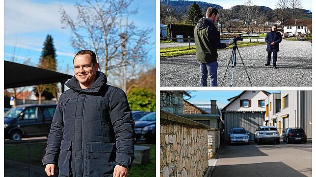 Bei einem Spaziergang durch Hohentengen zeigt Bürgermeisterkandidat Jürgen Wiener seine Ideen für die Gemeinde (von links) für das ...