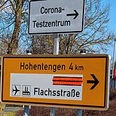 Die Strecke zum Testzentrum ist ab Mengen hervorragend ausgeschildert.