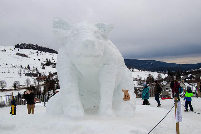 Bild 3: Eiskalte Kunst entsteht beim dritten Schneeskulpturenfestival in Bernau