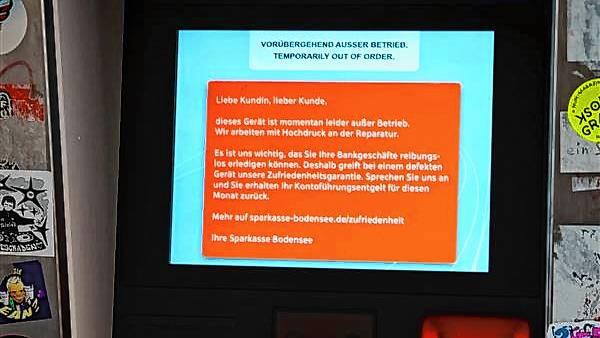 Der Sparkassen-Automat in der HTWG war kurzzeitig außer Betrieb, wenig später wurde er komplett entfernt.